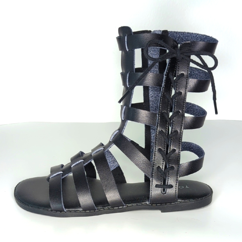 Torrid Size 7 WW Black Caged Lace Gladiator Sandals Zipper & Lace-Up Plus Size